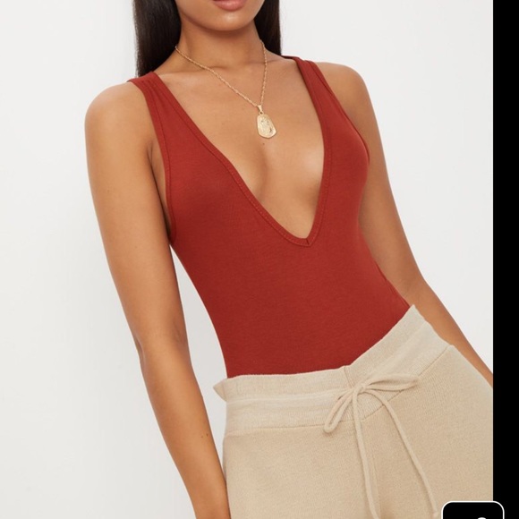 PrettyLittleThing Tops - Plunge Neck Thong Bodysuit